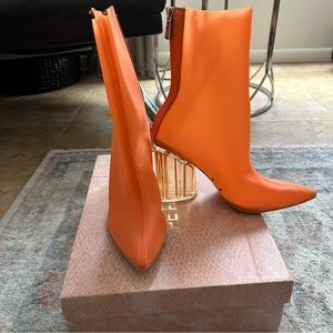 Orange bootie heels